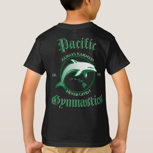 Pacific Gymnastics kinder zwarte T-shirt (Achterkant)
