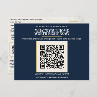 Pacific Heights Luxury Home Value QR Code Realtor  Briefkaart