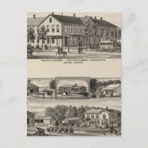 Pacific House, Salina Valley Boerderij, Kansas Briefkaart