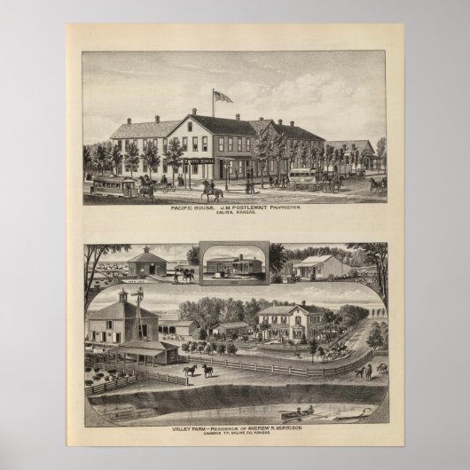 Pacific House, Salina Valley Boerderij, Kansas Poster (Voorkant)