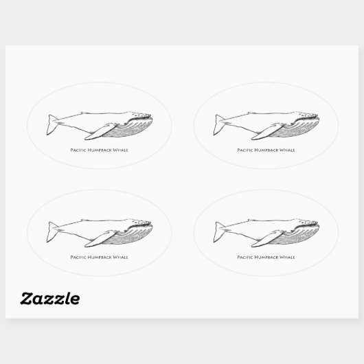 Pacific Humpback Whale Ovale Sticker (Vel)