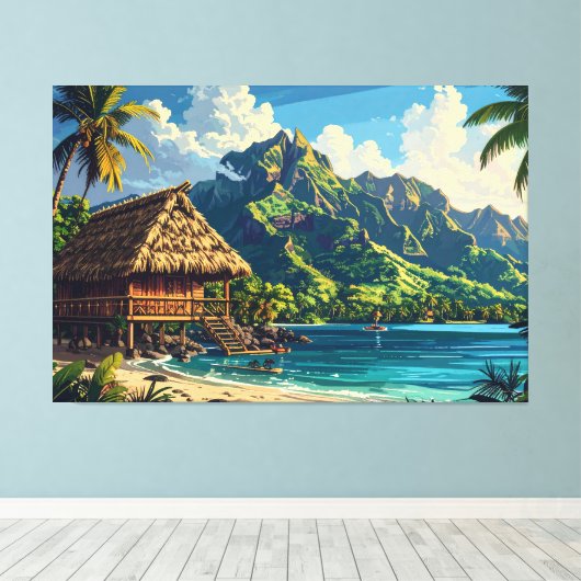 Pacific island landscape 002 canvas afdruk (Insitu (Houten vloer))