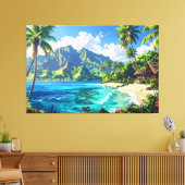 Pacific island landscape canvas afdruk (Insitu (Woonkamer))