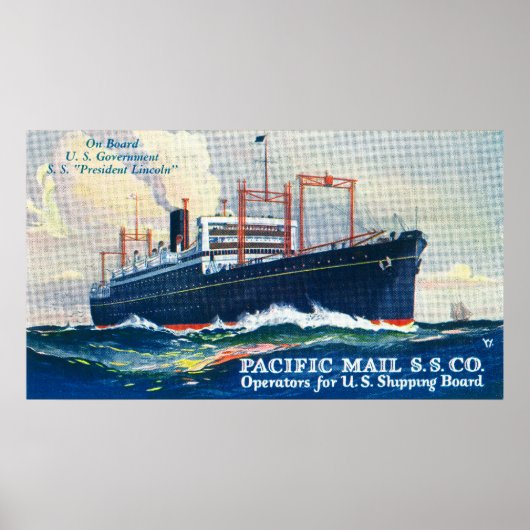 Pacific Mail SS Company op USS President Poster (Voorkant)