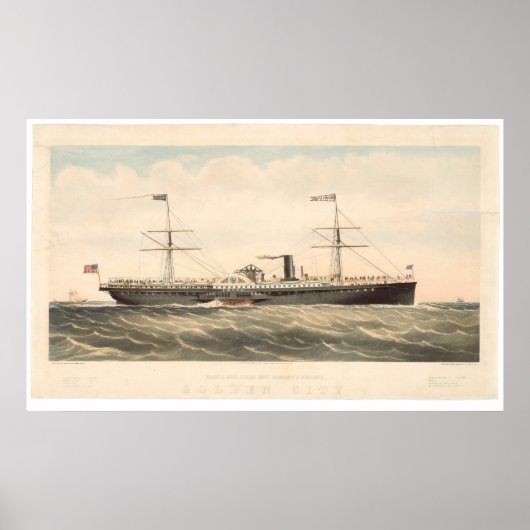 Pacific Mail Steam Ship Co's Golden City (0640A) Poster (Voorkant)