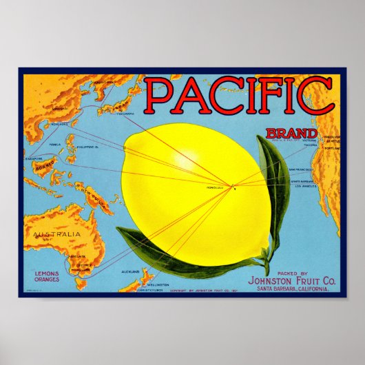 Pacific Merk Verpakt door Johnston Fruit Co 1917 Poster (Voorkant)