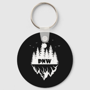 Pacific Northwest-bos Berg Retro Buiten Sleutelhanger