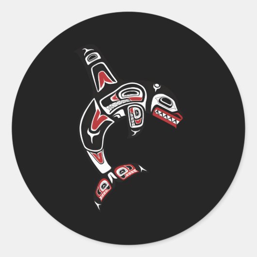 Pacific Northwest Haida Orca Er Walvis Ronde Sticker (Voorkant)