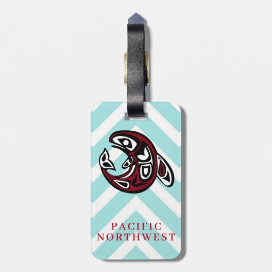 Pacific Northwest Indiaanse Orka Souvenir Bagagelabel (Achterkant verticaal)