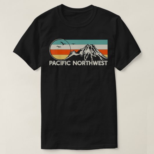 Pacific Northwest Mountain Retro T-shirt (Design voorkant)