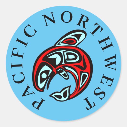 Pacific Northwest Native Orca Art Killer Whale Ronde Sticker (Voorkant)