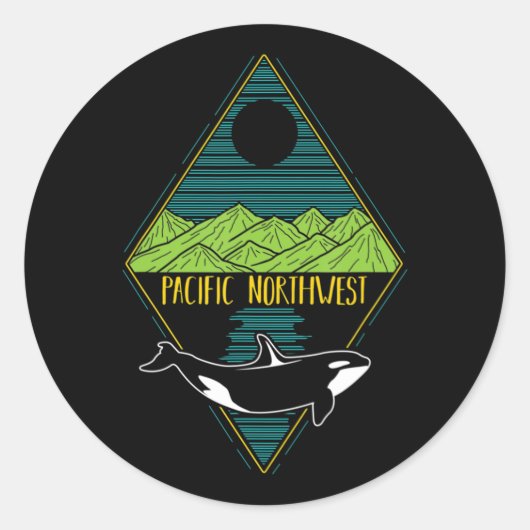 Pacific Northwest Orca — walvisboom — Ocean P Ronde Sticker (Voorkant)