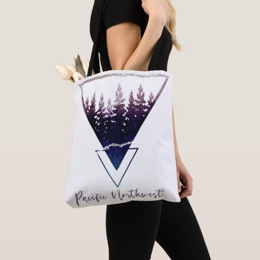 Pacific Northwest Pine Tree Silhouette Tote Bag (Dichtbij)