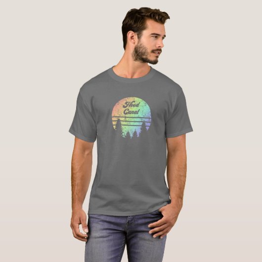 Pacific Northwest Rainbow Weathered Design Hiking T-shirt (Voorkant volledig)