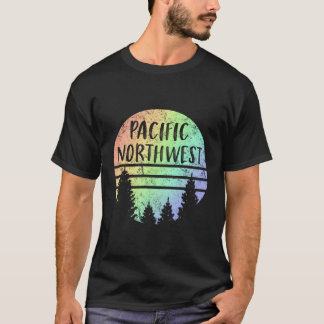 Pacific Northwest Rainbow Weathered Design Hiking T-shirt