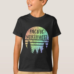 Pacific Northwest Regenboog Verweerd Ontwerp Wande T-shirt