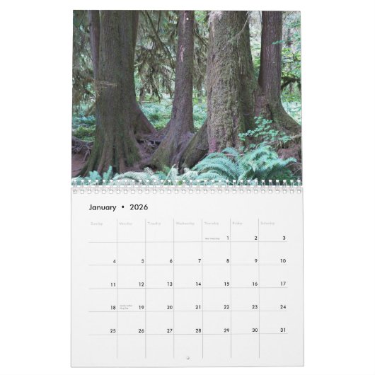 Pacific Northwest Regenbossen Kalender (Jan 2026)