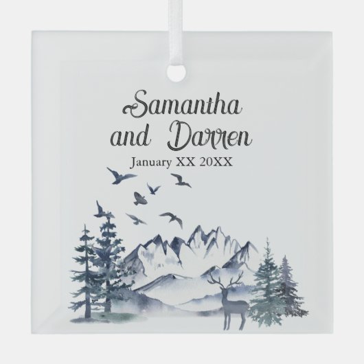 Pacific Northwest Rocky Mountains Bruiloft Glas Ornament (Voorkant)