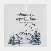 Pacific Northwest Rocky Mountains Bruiloft Glas Ornament (Achterkant)