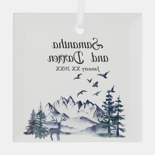 Pacific Northwest Rocky Mountains Bruiloft Glas Ornament (Achterkant)