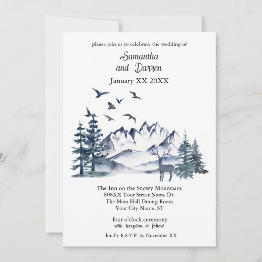 Pacific Northwest Rocky Mountains Bruiloft Kaart (Voorkant)