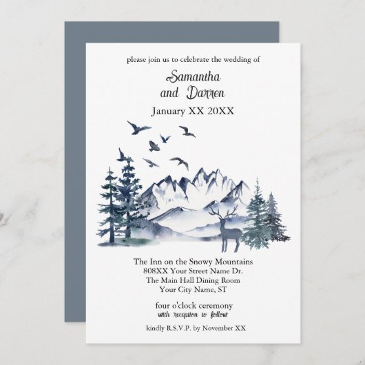 Pacific Northwest Rocky Mountains Bruiloft Kaart (Voorkant / Achterkant)