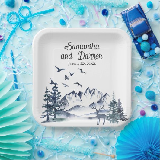 Pacific Northwest Rocky Mountains Bruiloft Papieren Bordje (Feest)