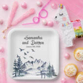 Pacific Northwest Rocky Mountains Bruiloft Papieren Bordje (Feest)