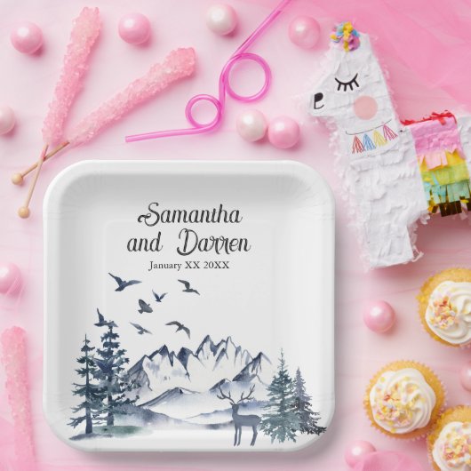 Pacific Northwest Rocky Mountains Bruiloft Papieren Bordje (Feest)