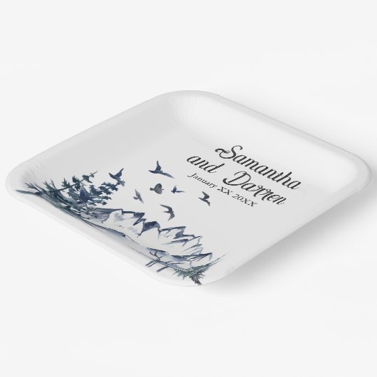 Pacific Northwest Rocky Mountains Bruiloft Papieren Bordje (Gebogen)