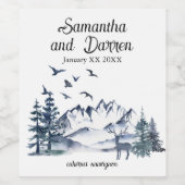 Pacific Northwest Rocky Mountains Bruiloft Wijn Etiket (Enkel label)