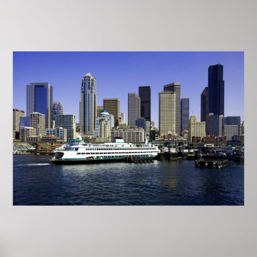 Pacific Northwest Seattle Veerboot & Gebouwen Poster (Voorkant)