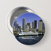 Pacific Northwest Seattle Veerboot & Gebouwen Ronde Button 7,6 Cm (Voorkant /achterkant)