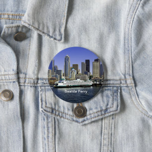 Pacific Northwest Seattle Veerboot & Gebouwen Ronde Button 7,6 Cm