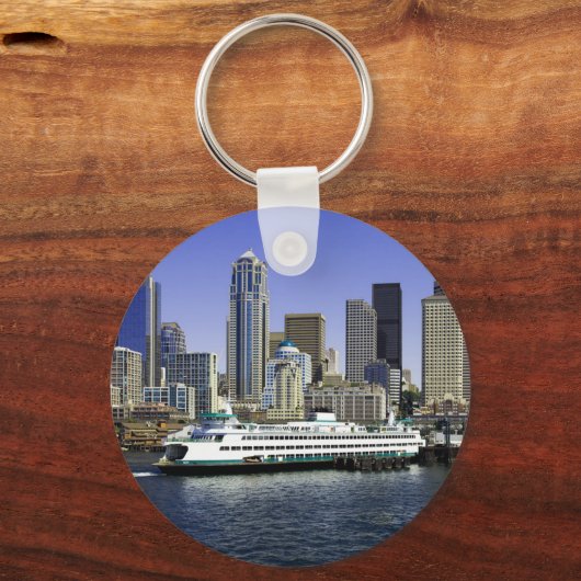Pacific Northwest Seattle Veerboot & Gebouwen Sleutelhanger (Achterkant)