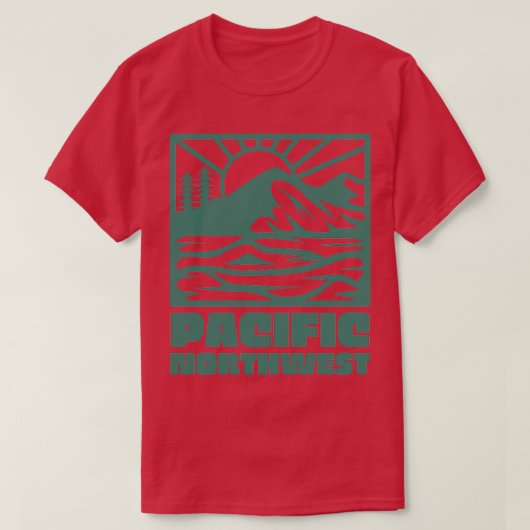 Pacific Northwest Square Mountain Sunrise Green TS T-shirt (Design voorkant)