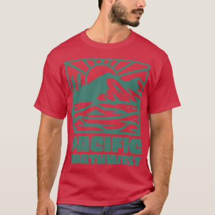 Pacific Northwest Square Mountain Sunrise Green TS T-shirt