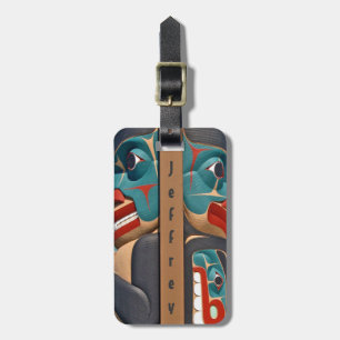 Pacific Northwest Totem Design Bagagelabels
