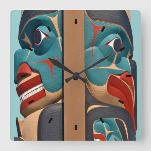 Pacific Northwest Totem Design Wall klok