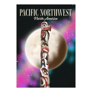 Pacific Northwest Totempaal Reisposter Foto Afdruk