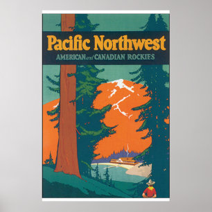 Pacific Northwest Vintage Travel Poster Artwork