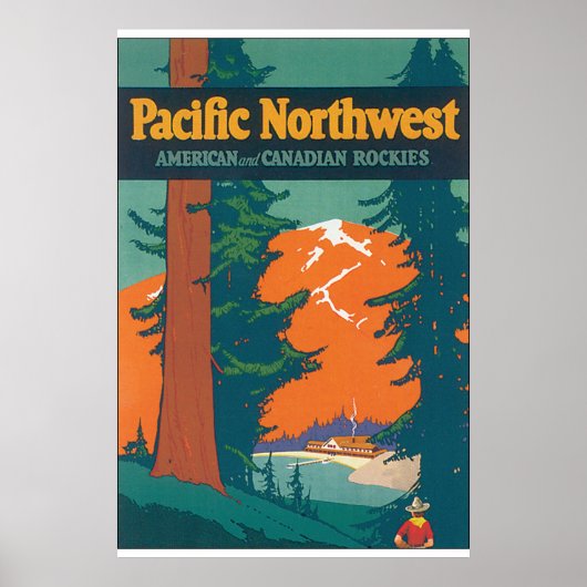 Pacific Northwest Vintage Travel Poster Artwork (Voorkant)