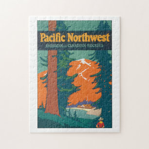 Pacific Northwest Vintage Travel Poster Artwork Legpuzzel