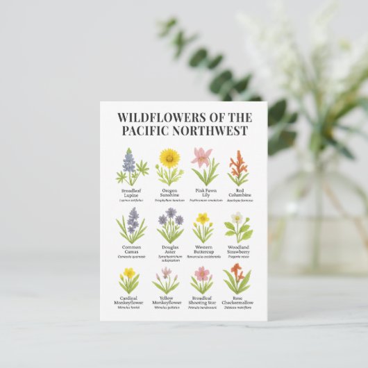 Pacific Northwest Wildflowers - Waterverf stijl Briefkaart (Staand voorkant)