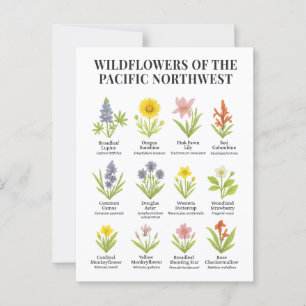 Pacific Northwest Wildflowers - Waterverf stijl Briefkaart