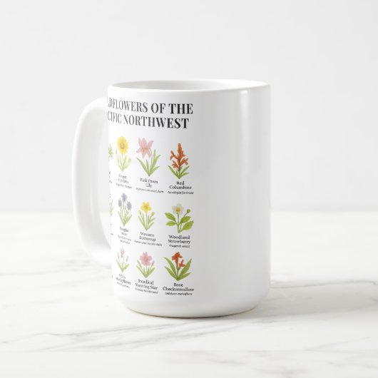 Pacific Northwest Wildflowers - Waterverf stijl Koffiemok (Voorkant links)