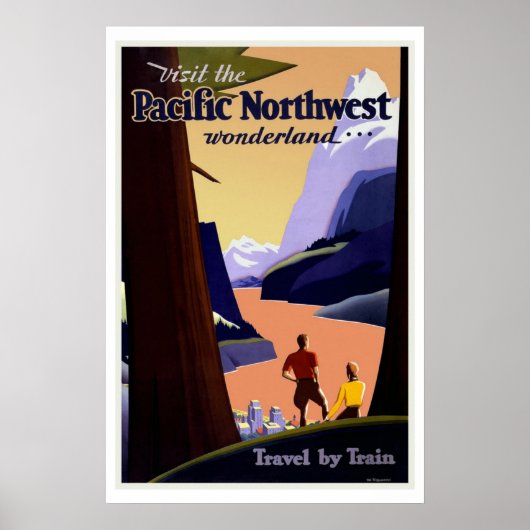 Pacific Northwest Wonderland US Vintage Travel Poster (Voorkant)