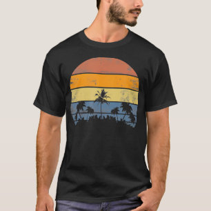 Pacific Ocean Beach Sun Palm Tree Retro S T-shirt