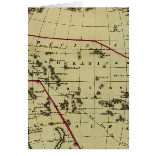 Pacific Ocean Hand Colored Atlas Map (Voorkant)