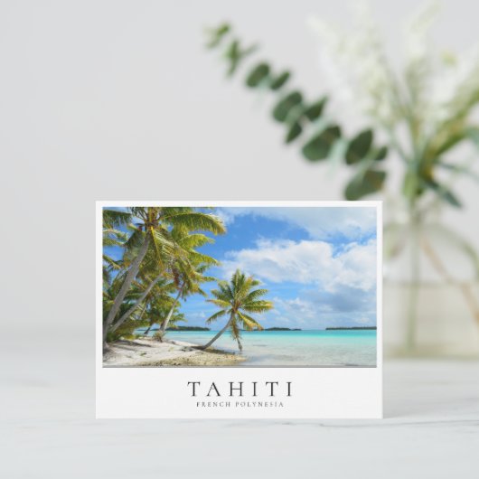 Pacific palm strand op Tahiti, Frans-Polynesië Briefkaart (Staand voorkant)